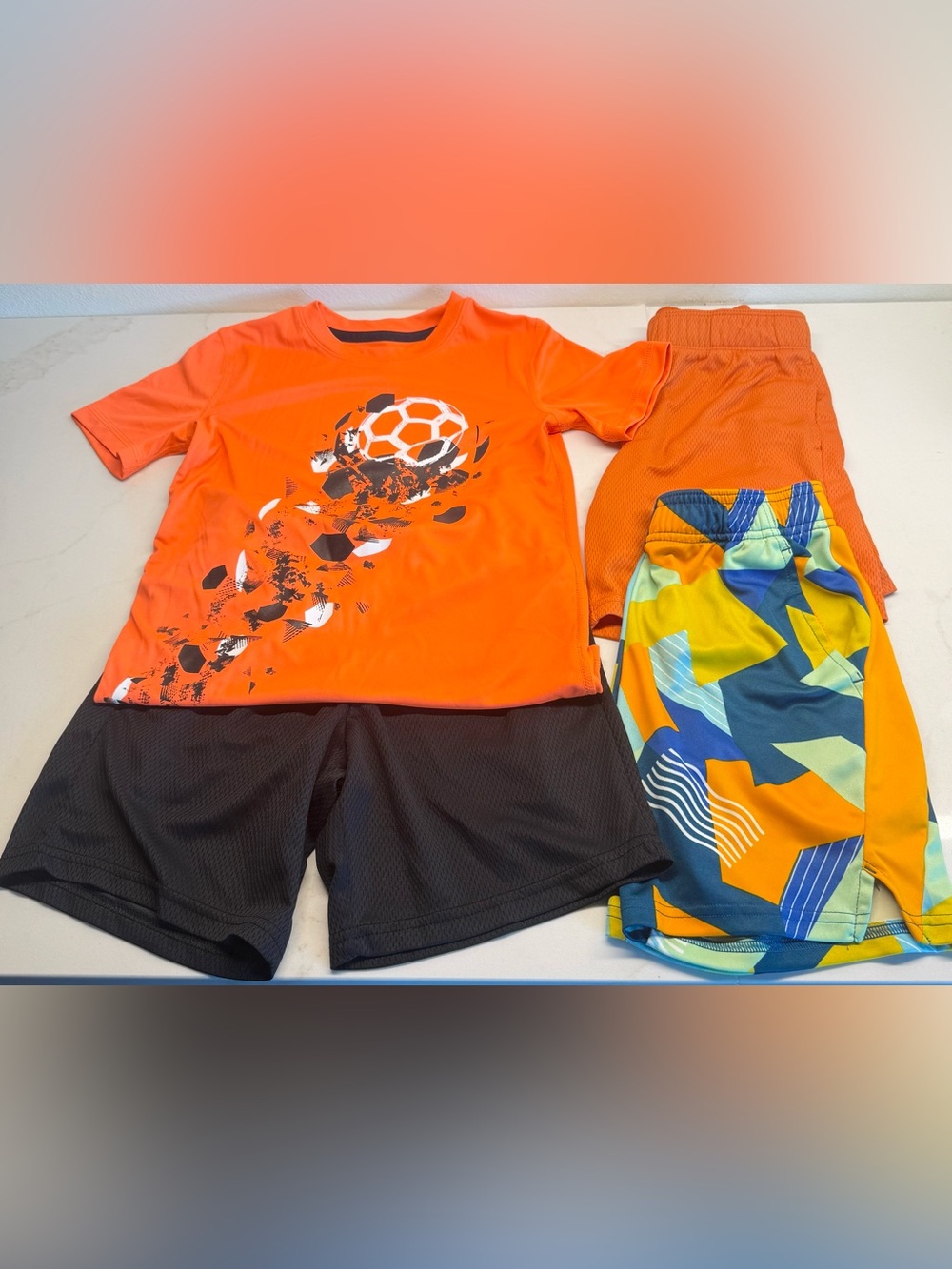 All in Motion Boys Activewear Bundle Size S 6/7 Shorts & Soccer Tee